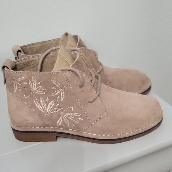 Hush Puppies Tan Embroidered Suede Booties - Picture 1 of 5